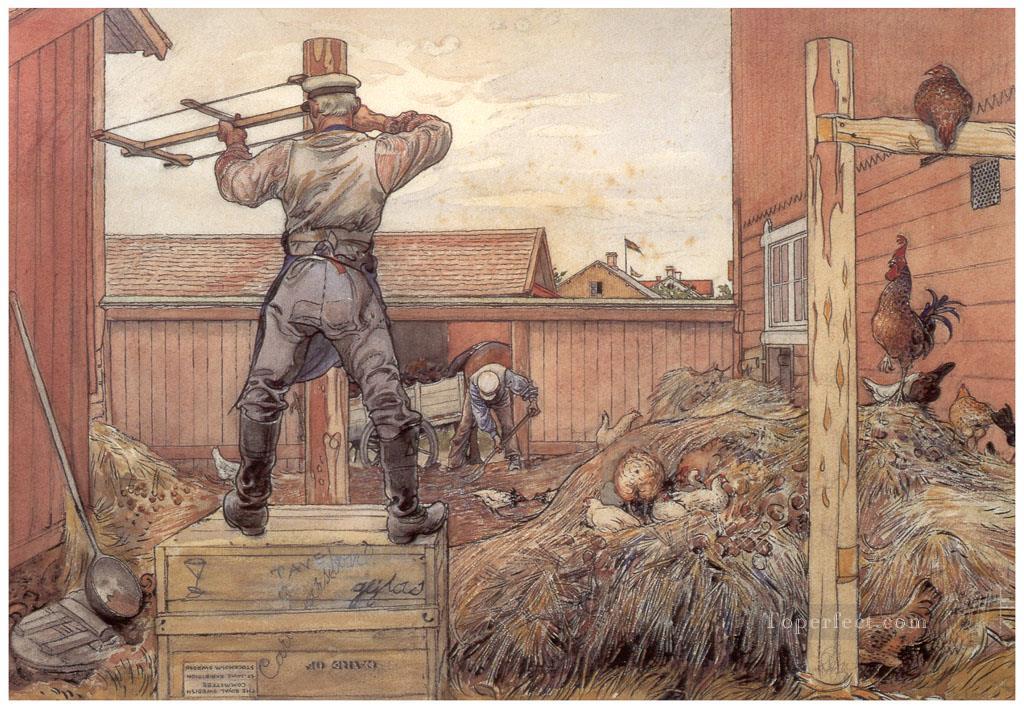 the manure pile 1906 Carl Larsson Oil Paintings